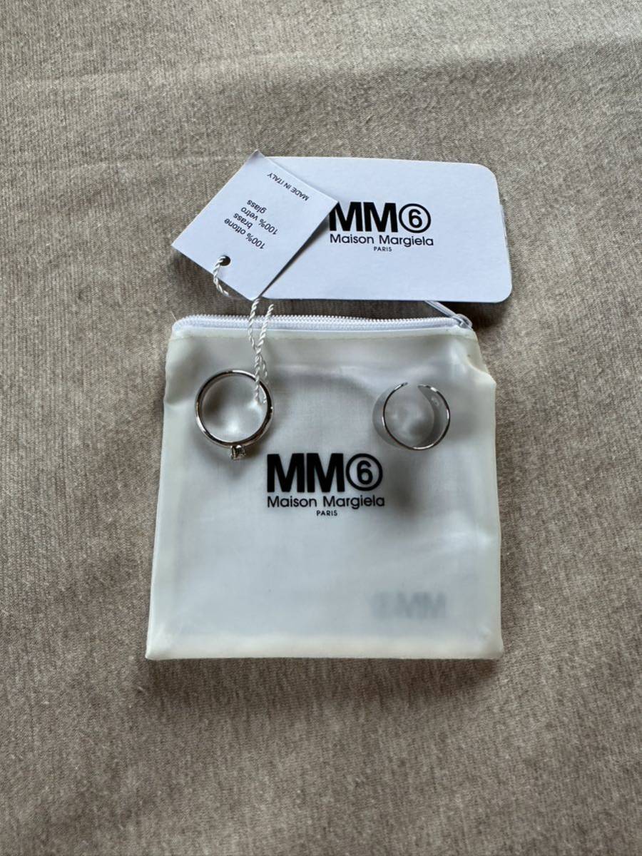 L新品 メゾンマルジェラ MM6 2連 リング 指輪 シルバー 19AW size L Maison Margiela 6 レディース ポリッシュ  アクセサリー