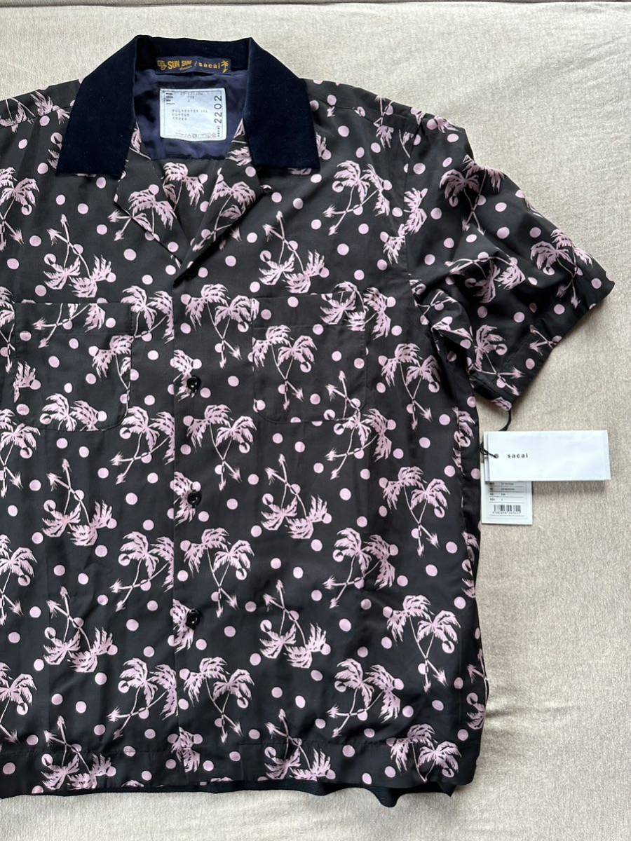 2新品50%off sacai × Sun Surf メンズ パームツリー オープンカラー 半袖シャツ 20SS size 2 M サカイ サンサーフ Tシャツ ブラック