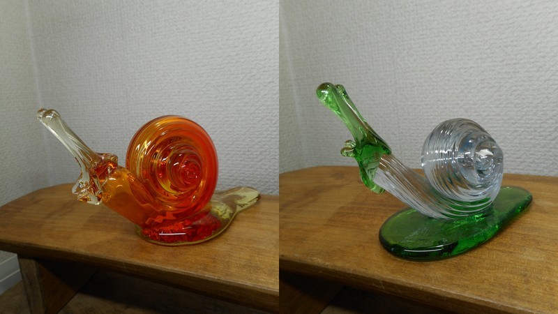 琉球ガラス村 カタツムリ ガラス オブジェ 置物 ２個 フィギュア でんでんむし 沖縄 琉球の画像9