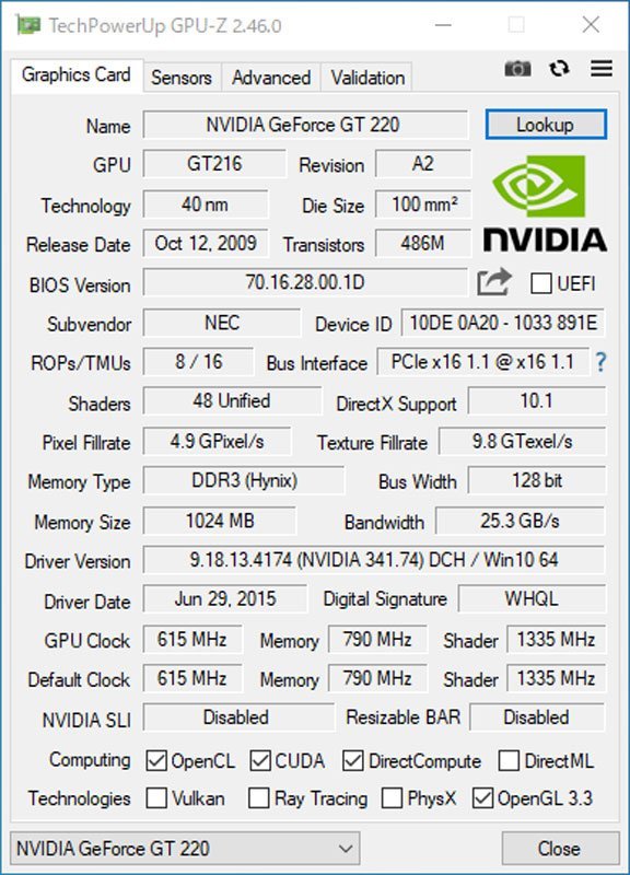 動作確認済 中古グラフィックカード WinXP～Win10 LINUX ★ NEC ETON NVIDIA GeForce GT220 DDR3 1GB 128bit DMS-59 ケーブル付 #1363-K_画像5