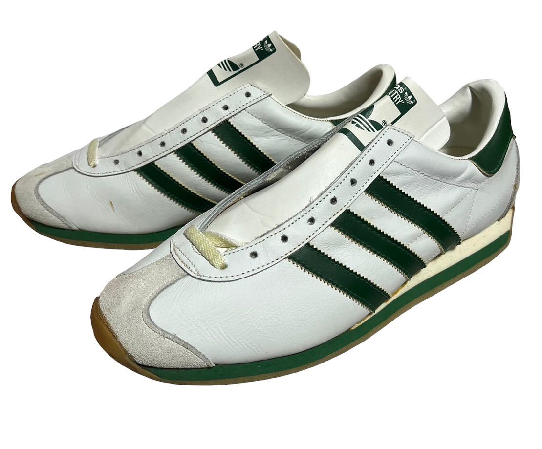 未使用品 ビンテージ 80s フランス製 adidas country アディダス カントリー 白/緑 US9 27.5㎝