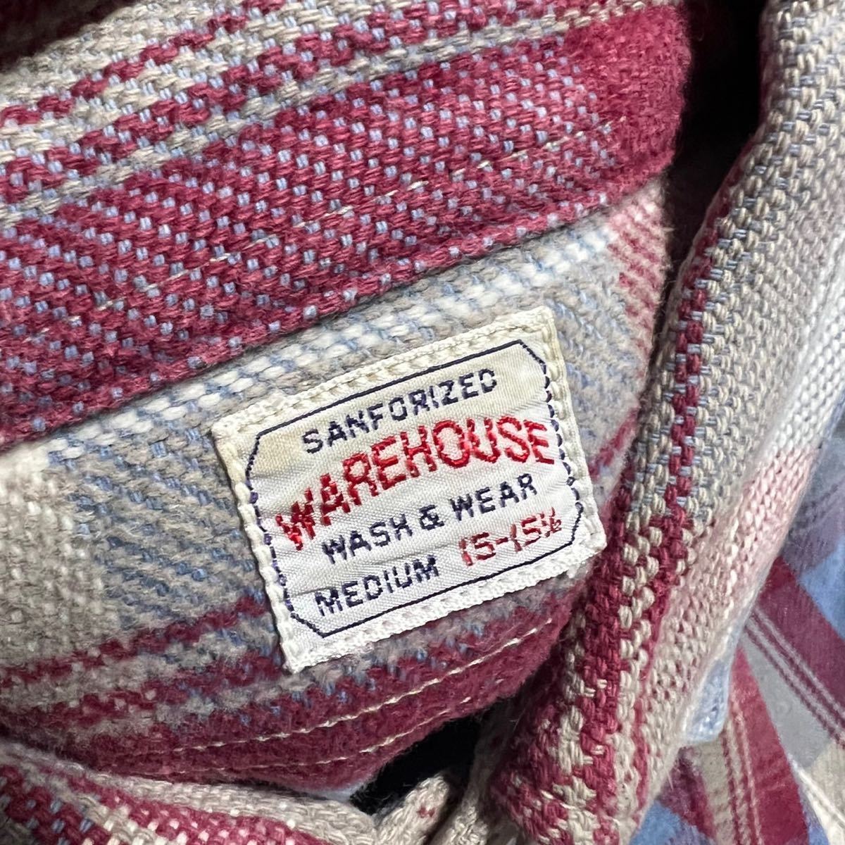 WAREHOUSE FLANNEL SHIRTS ウエアハウス 肉厚 チェック フランネル シャツ 水色/グレー M_画像3