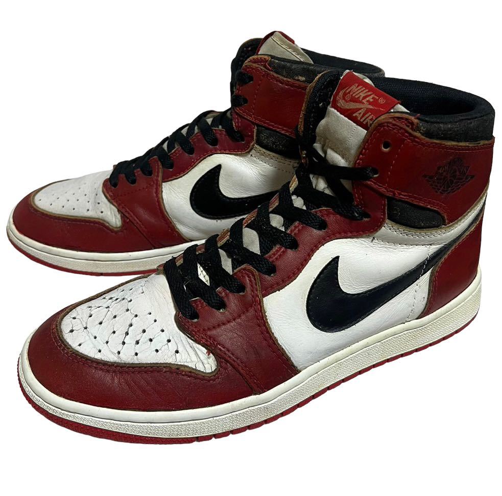 ビンテージ 85年 韓国製 NIKE AIR JORDAN 1 ORIGINAL CHICAGO ナイキ エアジョーダン 1 シカゴ 赤/白/黒 オリジナル US9.5 27㎝_画像1