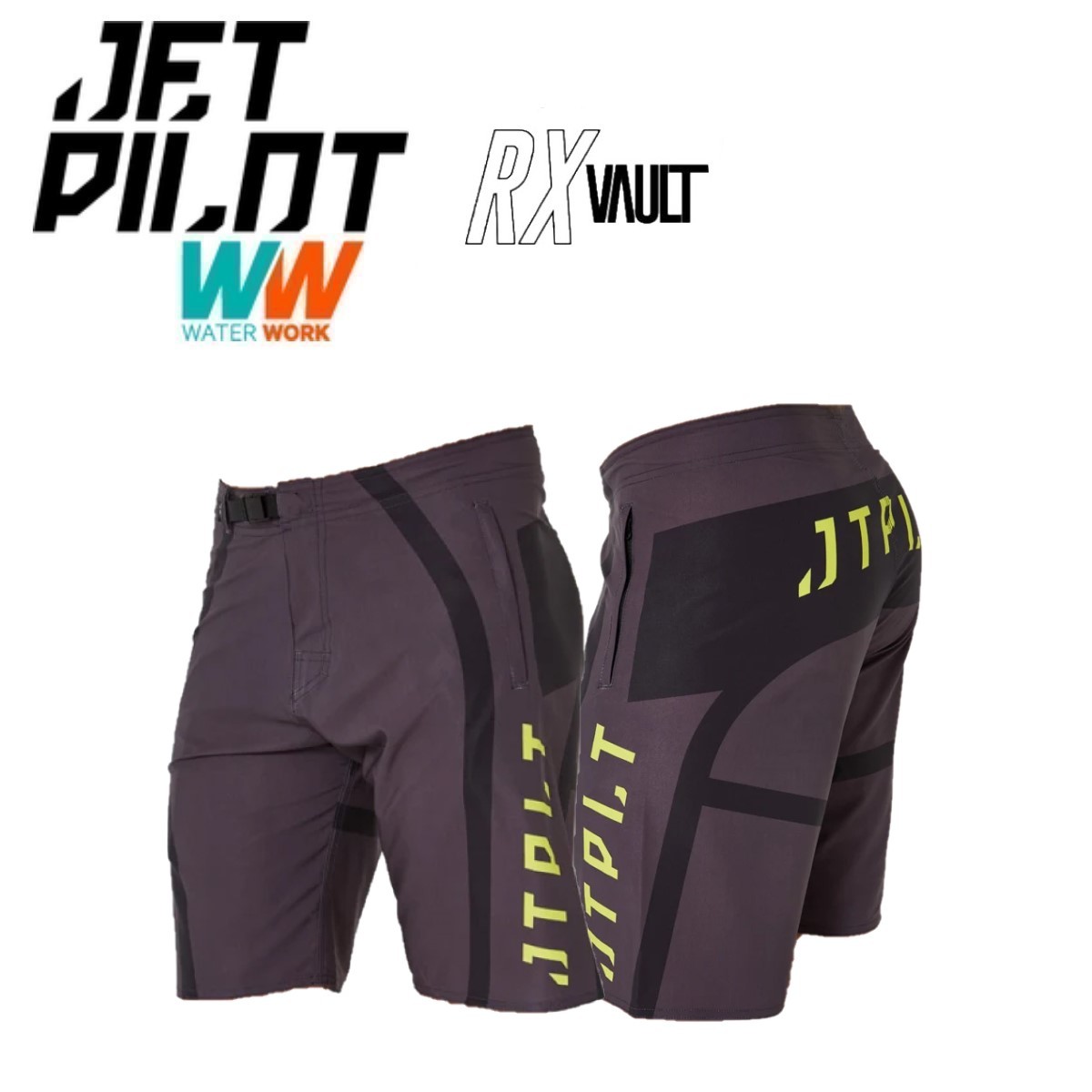 ジェットパイロット JETPILOT 2024 ボードパンツ 送料無料 ボルト エーペックス ボードショーツ S23902 チャコール/イエロー 30 海パン