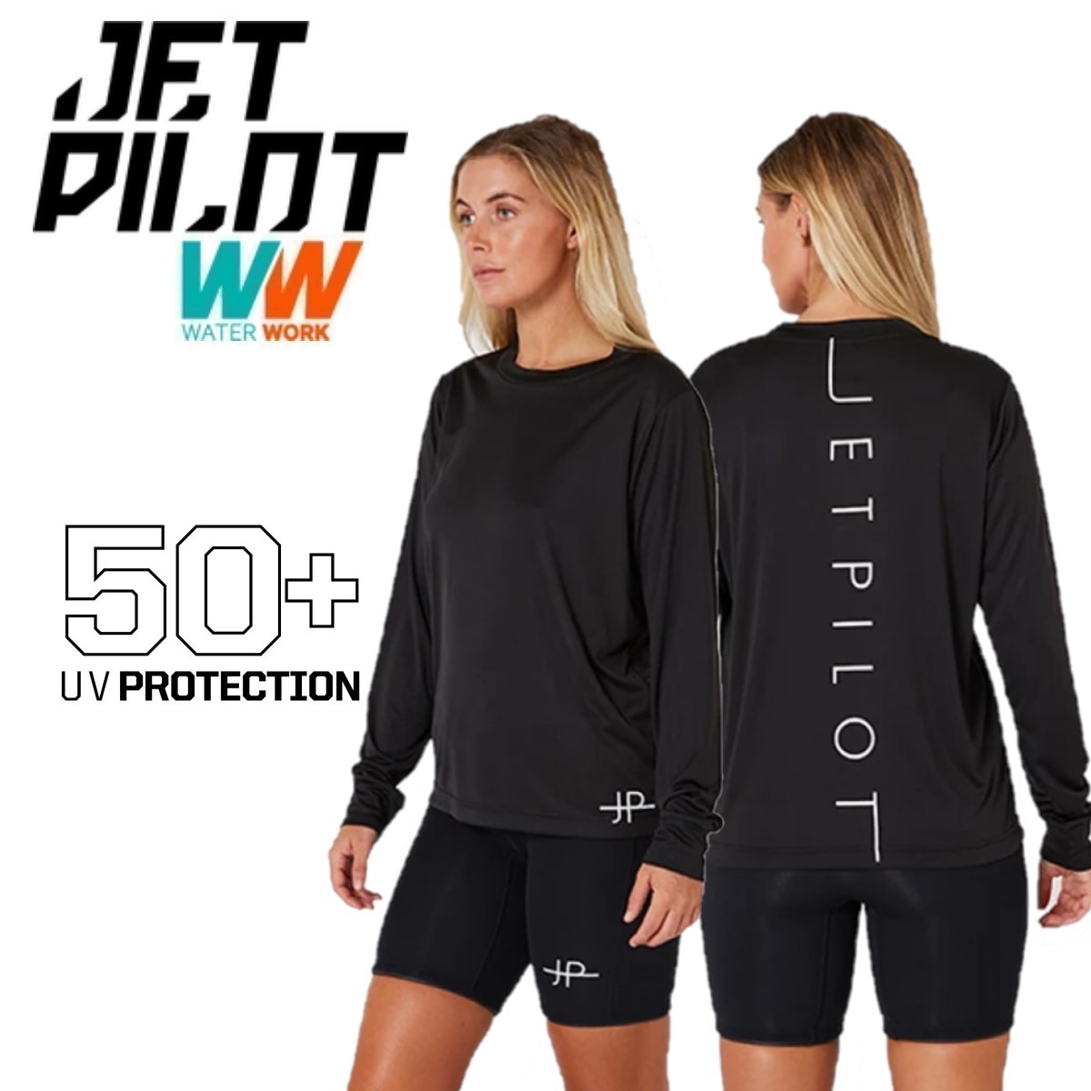 ジェットパイロット JETPILOT 2024 レディース Tシャツ 速乾 送料無料 コーズ L/S ハイドロ Tシャツ S23020 ブラック 12/L 長袖_画像1