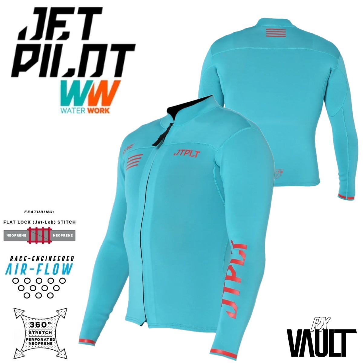 ジェットパイロット JETPILOT 2024 ウェットスーツ 送料無料 RX VAULT ボルト レース ジャケット JA22156 ブルー XL