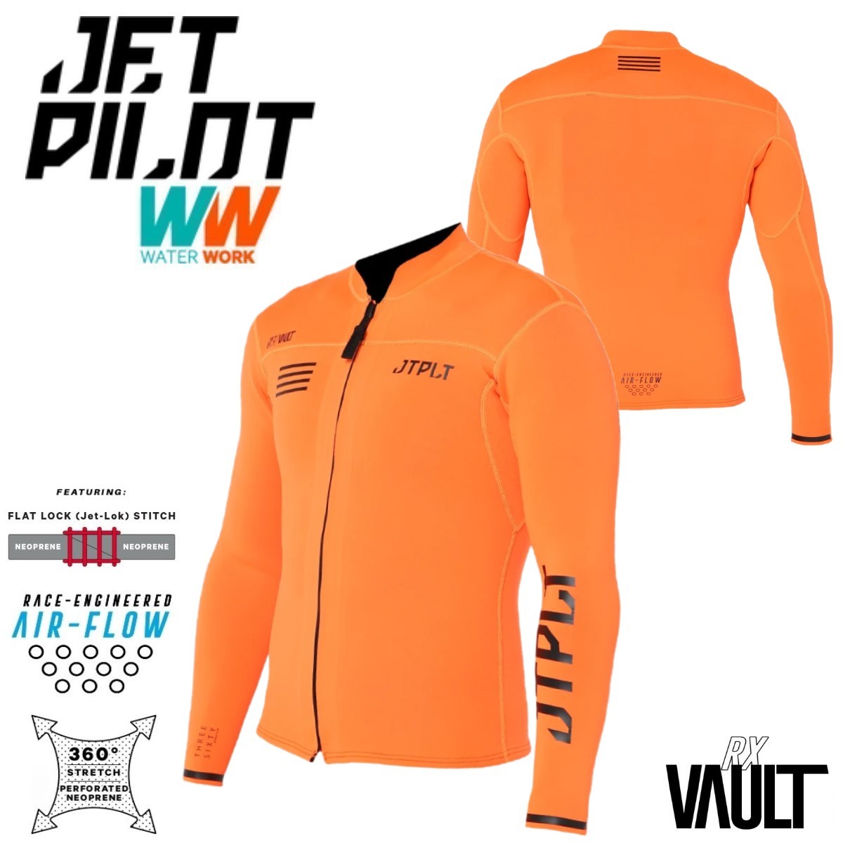 ジェットパイロット JETPILOT 2024 ウェットスーツ 送料無料 RX VAULT ボルト レース ジャケット JA22156 オレンジ L