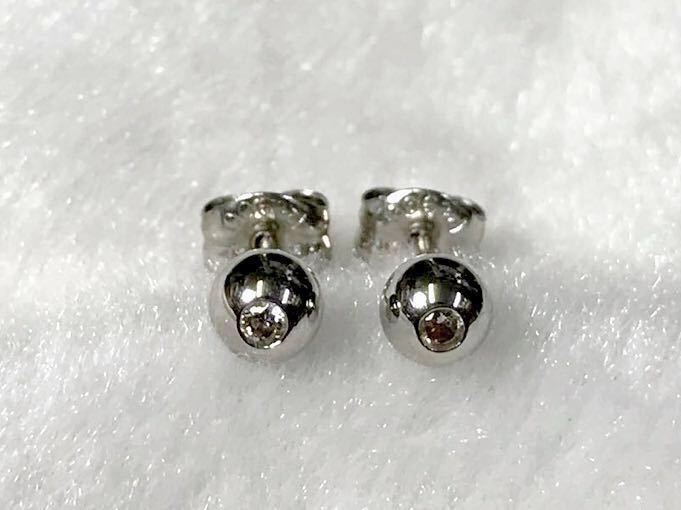 pt900 ダイヤ 0.02ct×2 本物 ピアス キャッチ 付き ２個まとめて (両耳分) プラチナ ダイヤモンド 中古_画像1