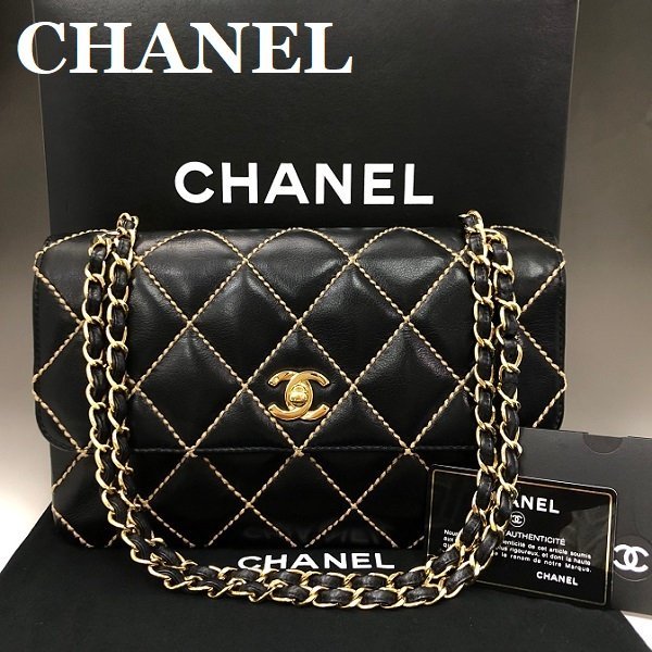 良品 CHANEL シャネル ワイルドステッチ 25 チェーン ショルダーバッグ