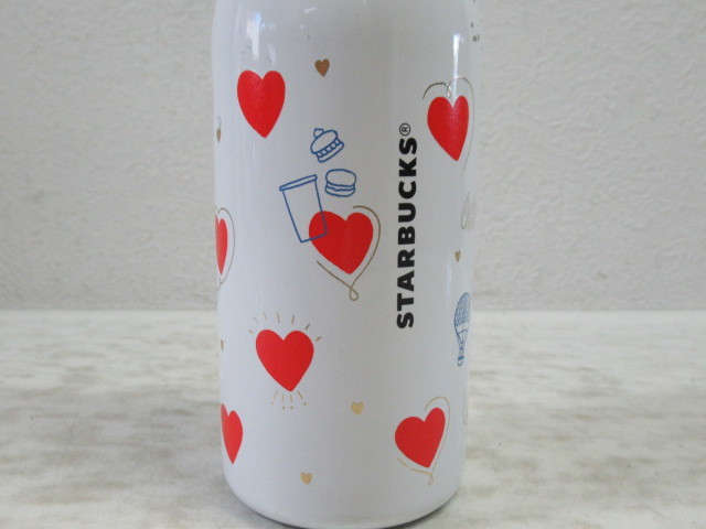 *STARBUCKS Starbucks Valentine 2021 Logo Heart stainless steel bottle 473mL white / white / used 