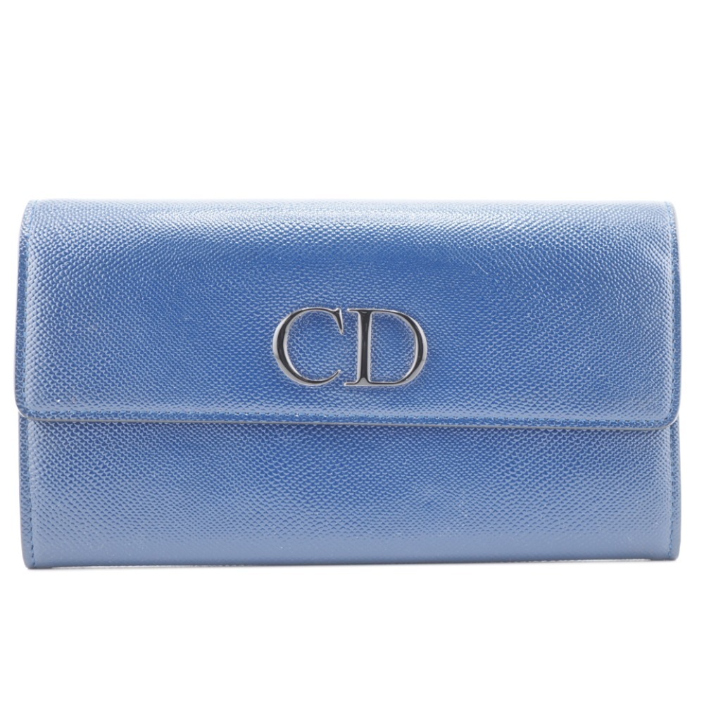 Christian Dior/クリスチャンディオール CDロゴ レザー 長財布 ブルー ユニセックス ブランド