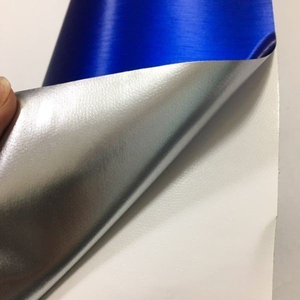 カーラッピングシート マットクローム アルミ ブラッシュド ブルー 青色 縦x横 152cmx50cm SHV04 アルミ 削り 耐熱 耐水 DIY_画像3
