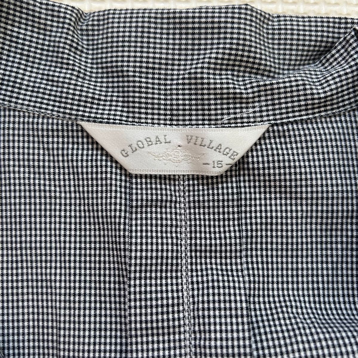 グローバルビレッジ★半袖ギンガムチェックシャツ15号大きいサイズ