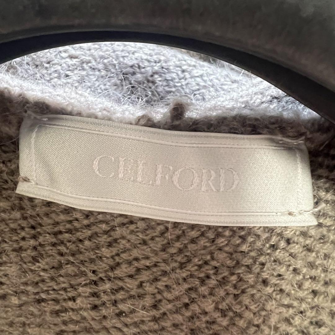 美品】CELFORD ニットカーディガン ベージュ ベルト フリーサイズ-