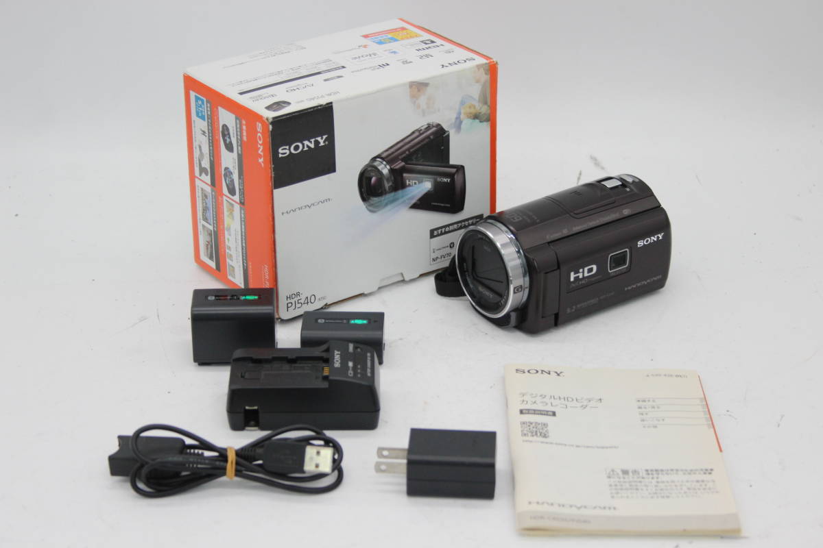 【極美品 返品保証】 【録画再生確認済み】ソニー Sony HANDYCAM HDR-PJ540 ボルドー 60x 元箱付き ビデオカメラ s1392