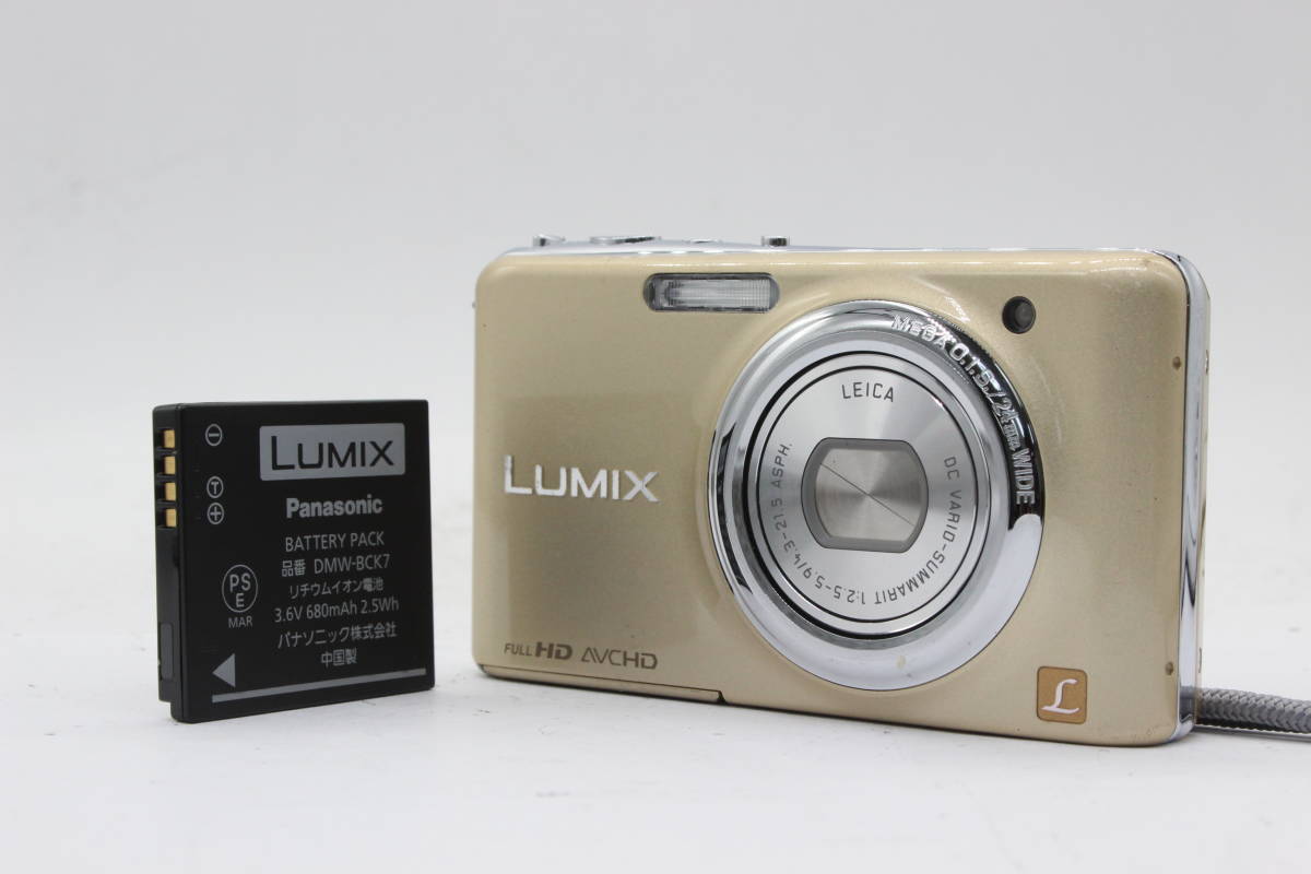 【返品保証】 パナソニック Panasonic Lumix DMC-FX77 ゴールド 24mm Wide バッテリー付き コンパクトデジタルカメラ s1439