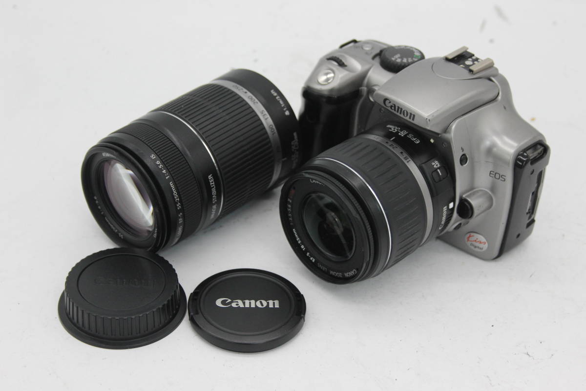 【返品保証】 キャノン Canon EOS Kiss Digital EF-S18-55mm F3.5-5.6 II USM EF-S 55-250mm F4-5.6 ボディレンズセット s1697