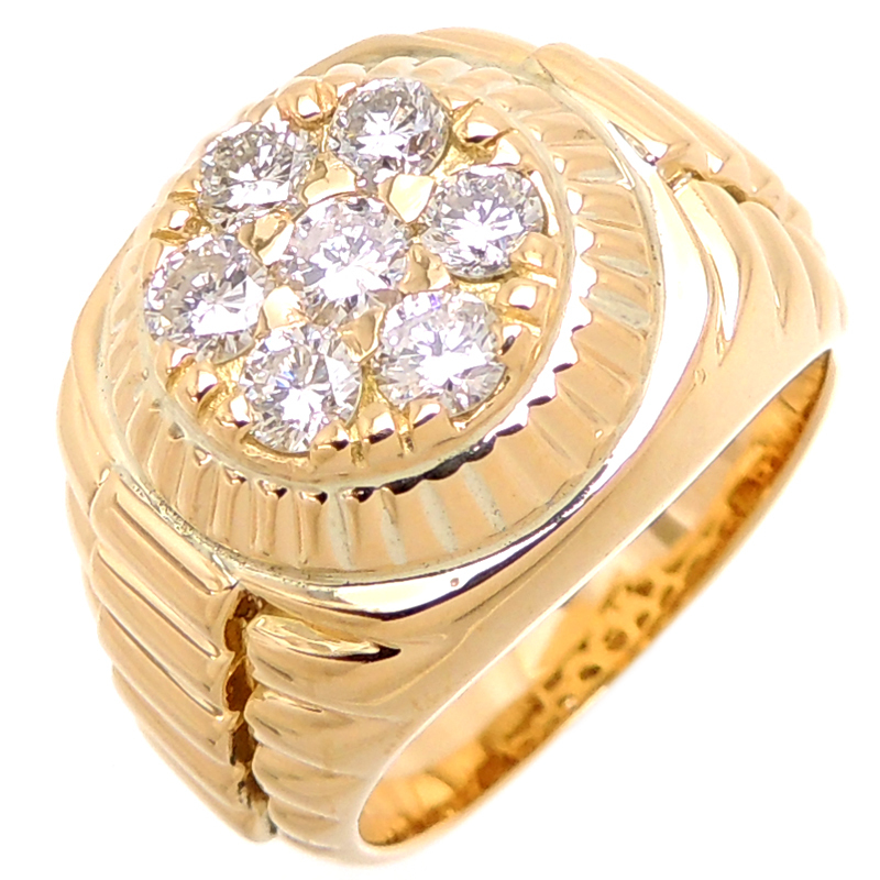 ［飯能本店］Non Brand ノンブランド K18 1.00ct ダイヤモンド 印台 リング・指輪 K18ゴールド 17.5号 メンズ DH76861