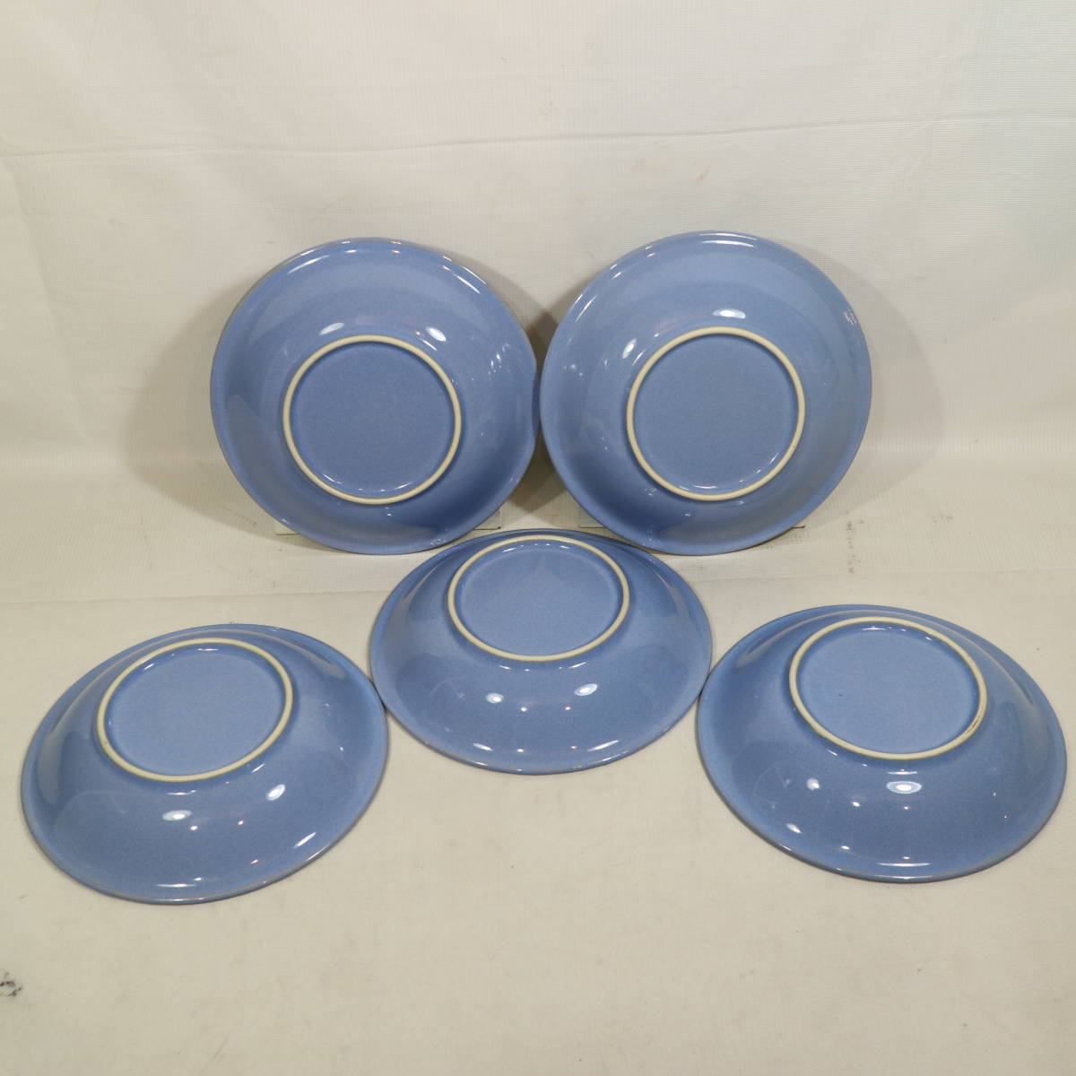 良品 陶器 花柄 中深皿 5枚セット ブルー系 食器 キッチン インテリア 丸皿 プレートの画像4