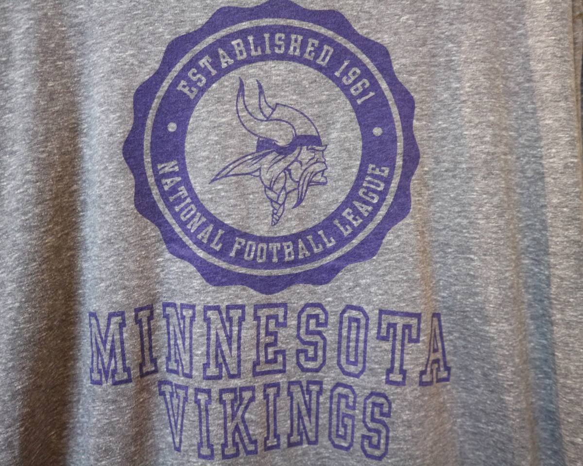 送料370円可★USA古着NFLオフィシャル★半袖アメフトプリントTシャツ★MINNESOTA VIKINGS★ビッグサイズXL★ポリコットンレーヨン杢グレー_送料370円で発送可能です！