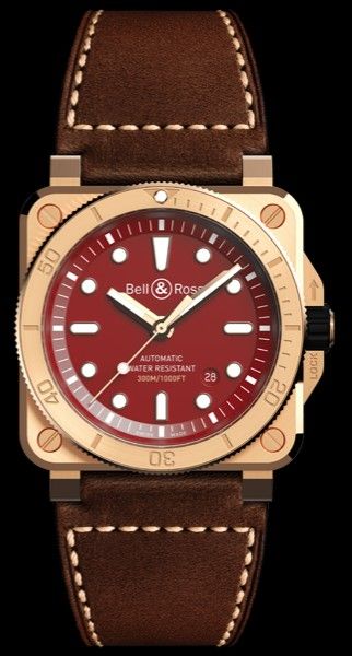 値下げ 希少 Bell&Ross ベルアンドロス  BR03-92 DIVER BURGUNDY BRONZE 純正レザーベルト