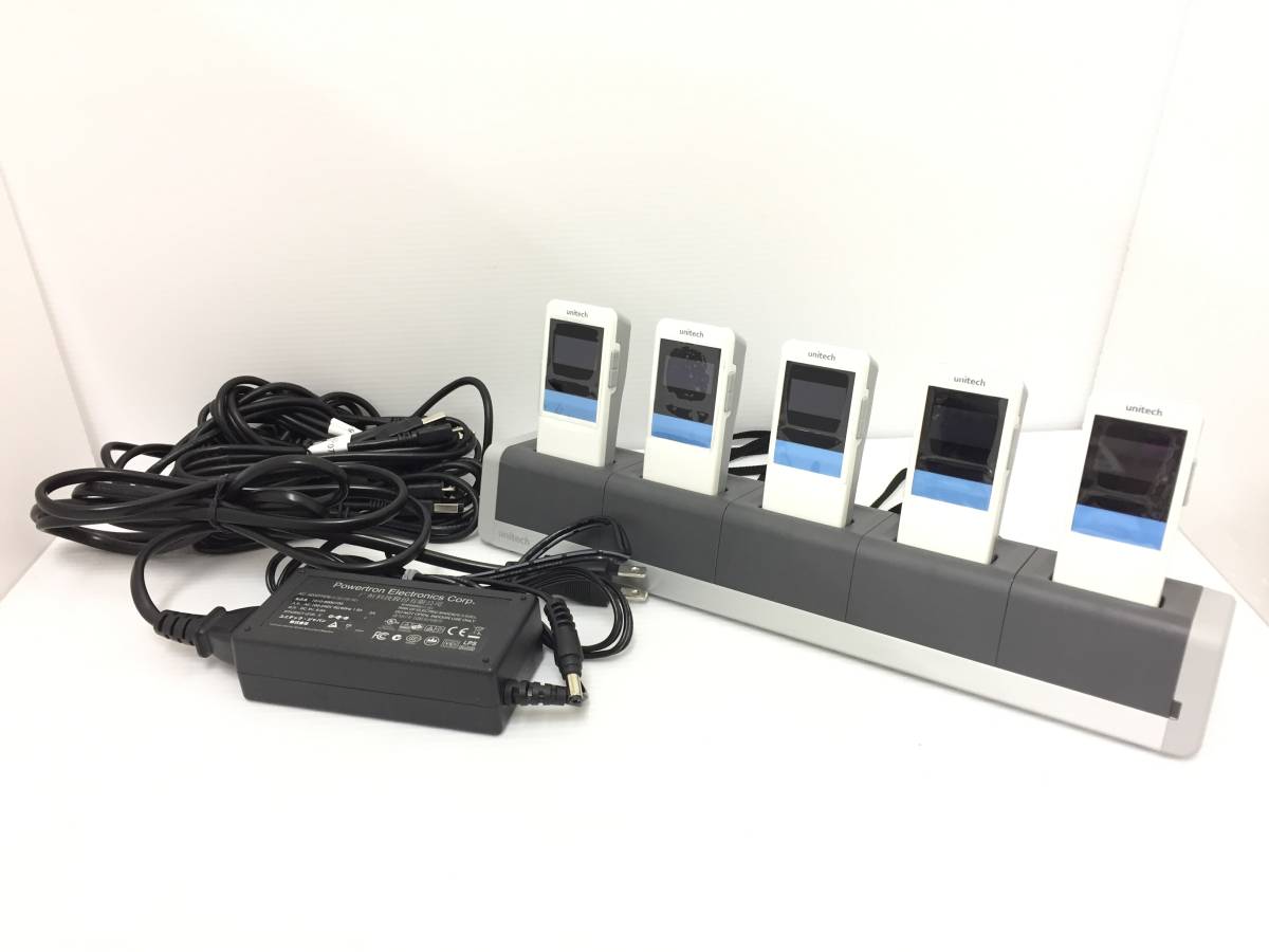 激安】 〇【5台セット】unitech 動作品 スロット充電クレードル付属 5