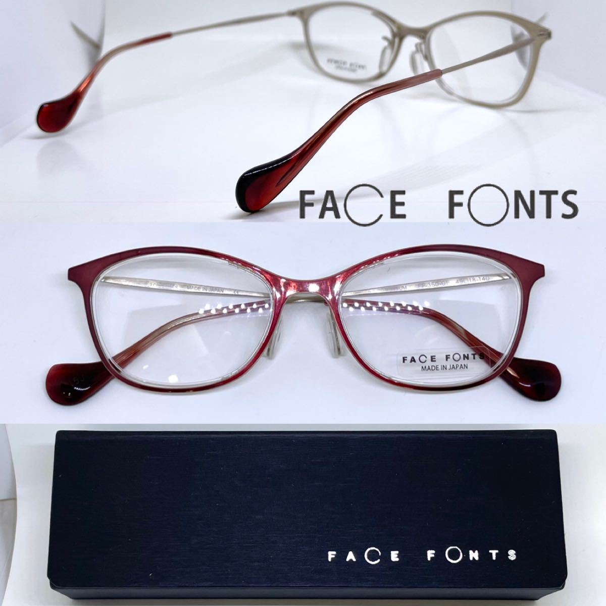 新品 送料無料 FACE FONTS フェイスフォント メガネフレーム FF-350 01 レッド/シャンパンゴールド_画像3