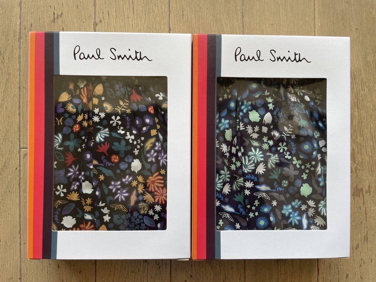 即決！ポールスミス！PAUL SMITH 布帛トランクス 2枚組 小花柄 ネイビー&ブラック Mの画像1