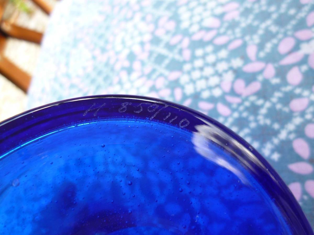 エリックホグラン ガラス ベース 花瓶 気泡 コバルト ブルー サイン アートピース Erik Hoglund BODA 北欧 スウェーデン コスタ ボダ_画像5