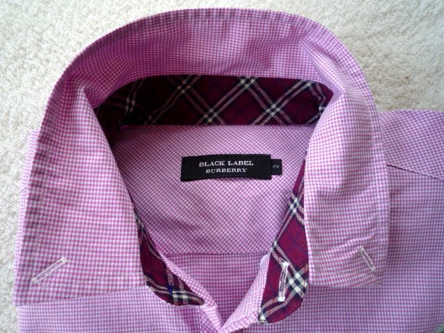 試着程度 BURBERRYバーバリーブラックレーベル◆パープルピンク コットン長袖シャツ お仕事にも！サイズ2　超美品でおすすめです！_画像2
