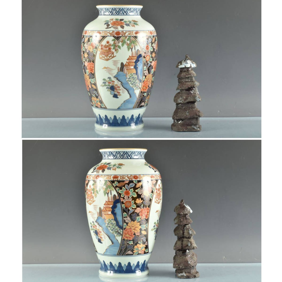 B16577 絵付皿 花瓶 蓋付置物 計３箱：真作_画像4