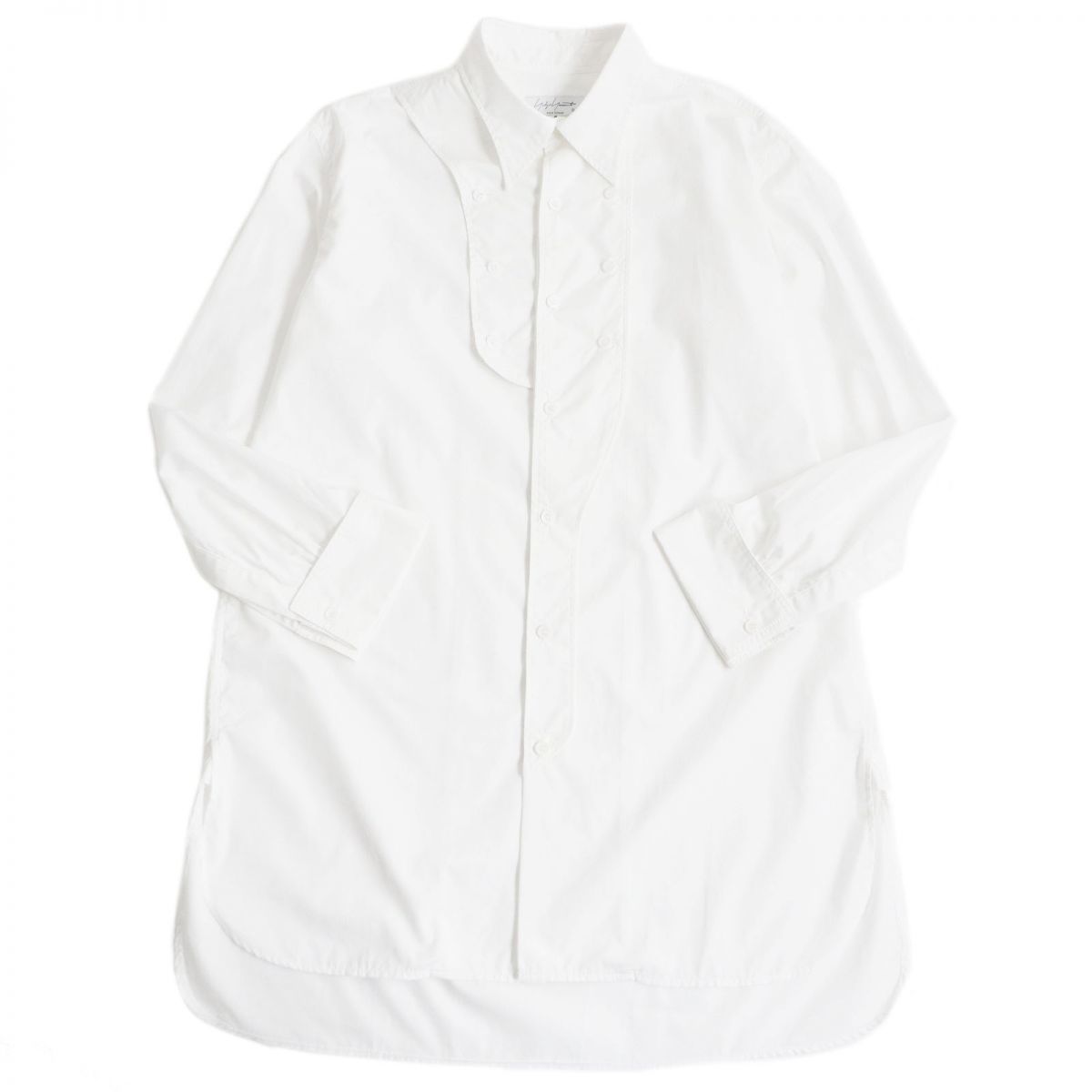 極美品 ヨウジヤマモト プールオム HJ-B07-001 MULTI-BUTTON SHIRT コットン ブザムブラウス/デザインシャツ ホワイト 3 日本製 正規品