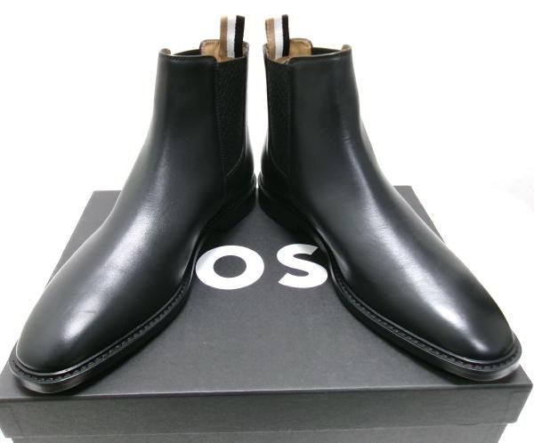 新品★HUGO BOSS ヒューゴボス★サイドゴア ショートブーツ★イタリア製★UK7 US8★ブラック レザー★LisbonW_cheb_bu_画像4