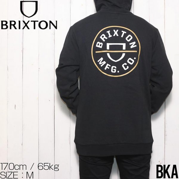 【送料無料】プルオーバーパーカー フーディ BRIXTON ブリクストン CREST HOODY 22021　BKA　　 Mサイズ_画像1