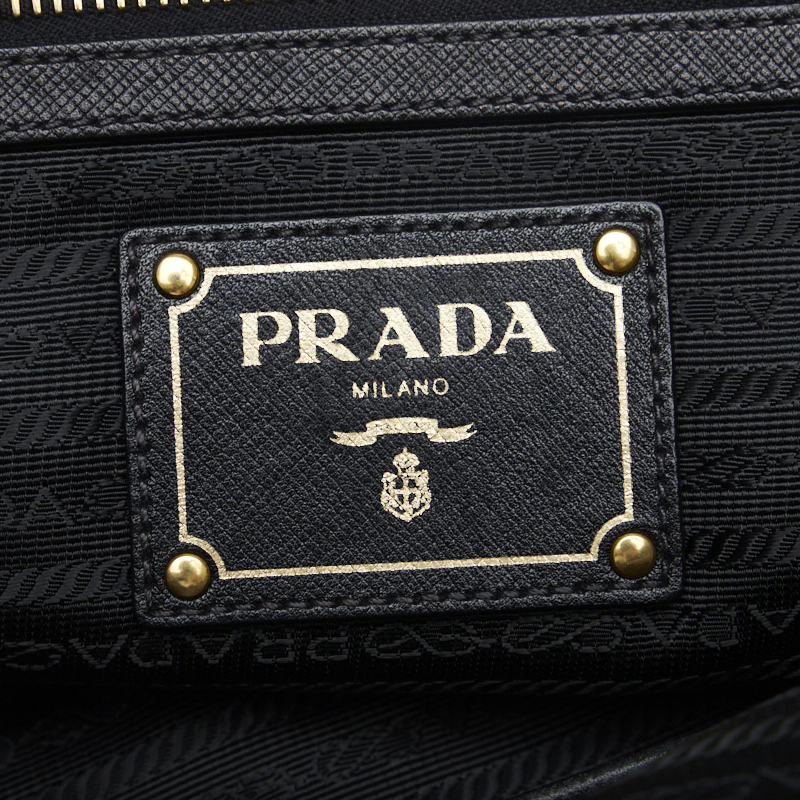 プラダ ゴールド金具 ハンドバッグ ブラック レザー ナイロン レディース PRADA 【中古】_画像8