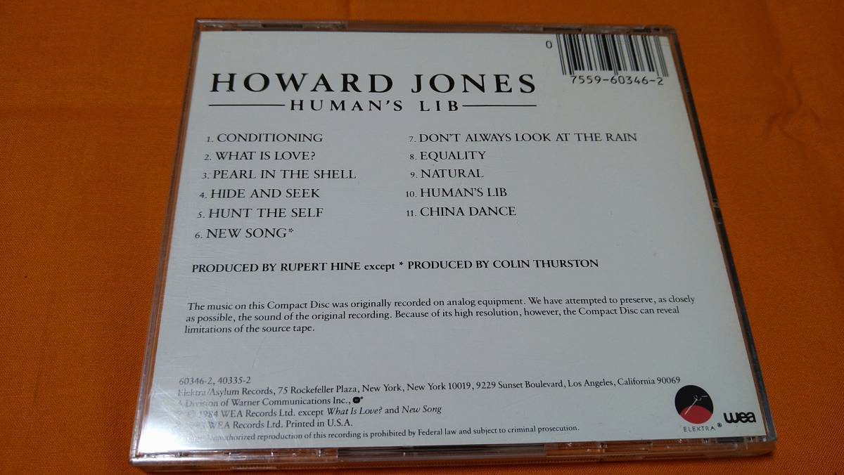 ♪♪♪ ハワード・ジョーンズ HOWARD JONES 『 HUMAN'S LIB 』輸入盤 ♪♪♪_画像2