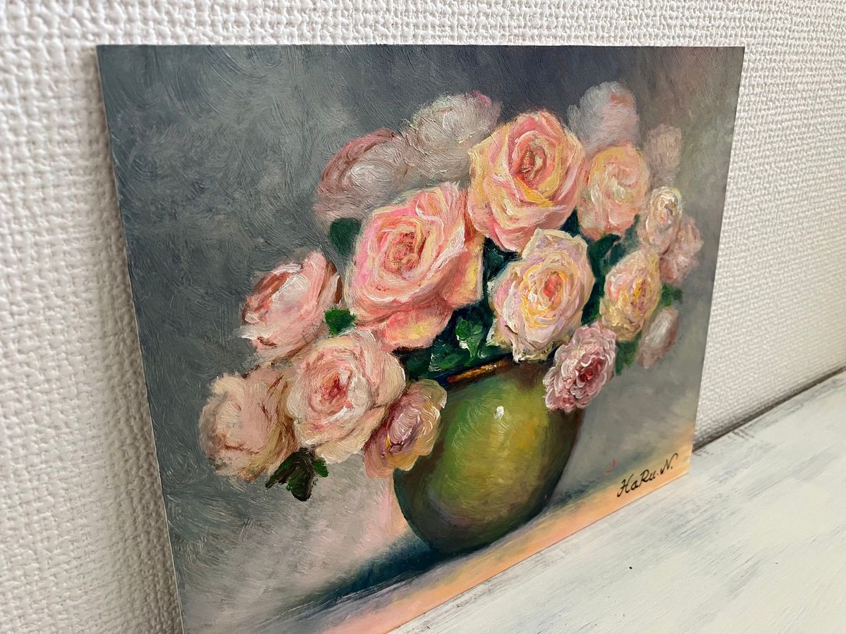 HaRu 花 薔薇 ばら バラ 花瓶 1点物 真作 原画 絵画 油絵|Yahoo HaRu 花 薔薇 ばら バラ 花瓶 1点物 真作 原画 絵画 油絵|Yahoo