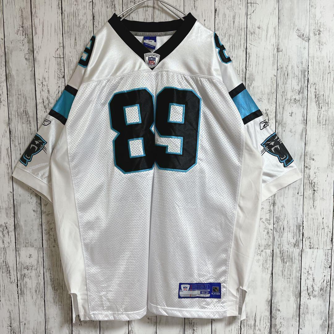 Reebok リーボック NFL パンサーズ ホッケーシャツ 3XL シルバー ゲームシャツ アームロゴ ストリート レイヤード US古着 HTK1963_画像1