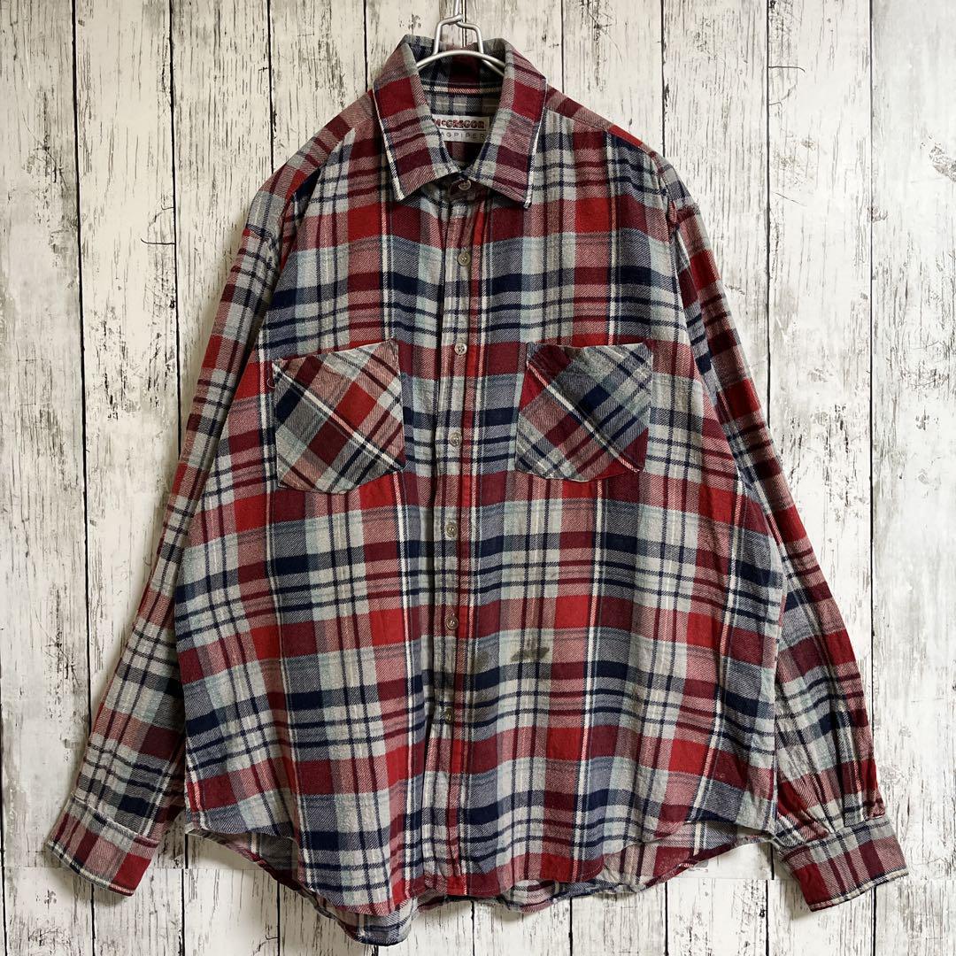 80's McGREGOR マックレガー 長袖 ネルシャツ L チェック 80年代 80's McGREGOR マックレガー 長袖 ネルシャツ L チェック 80年代