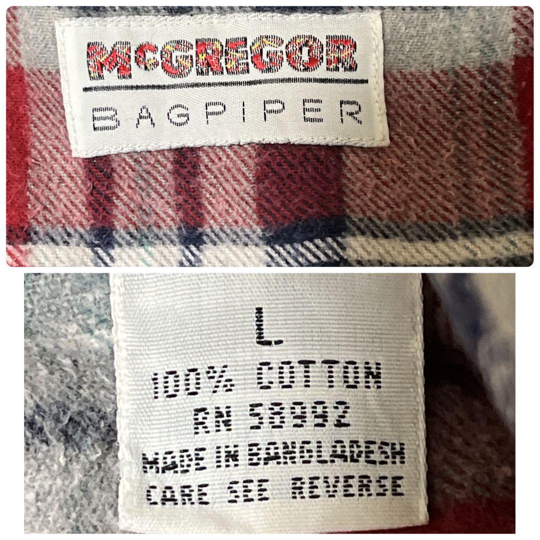 80's McGREGOR マックレガー 長袖 ネルシャツ L チェック 80年代 80's McGREGOR マックレガー 長袖 ネルシャツ L チェック 80年代