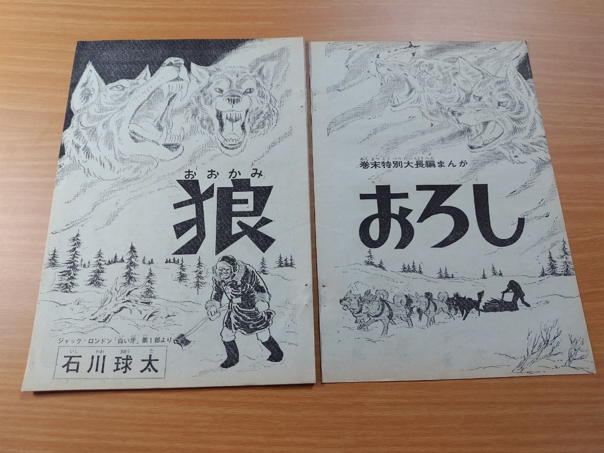 切抜き/狼おろし 石川球太 ジャック・ロンドン 白い牙/少年マガジン1967年1号掲載_画像1