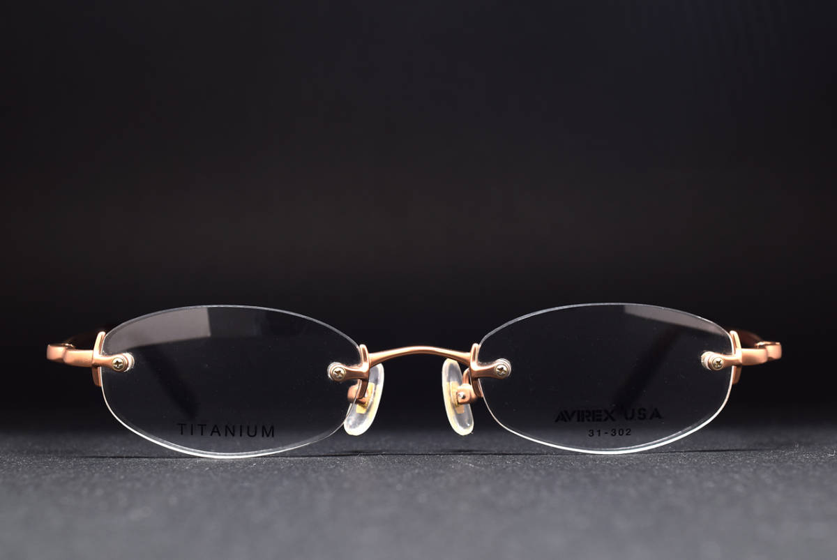  dead stock AVIREX U.S.A. 31-302 47-20 two-point original titanium made glasses sunglasses frame made in Japan Vintage bronze 