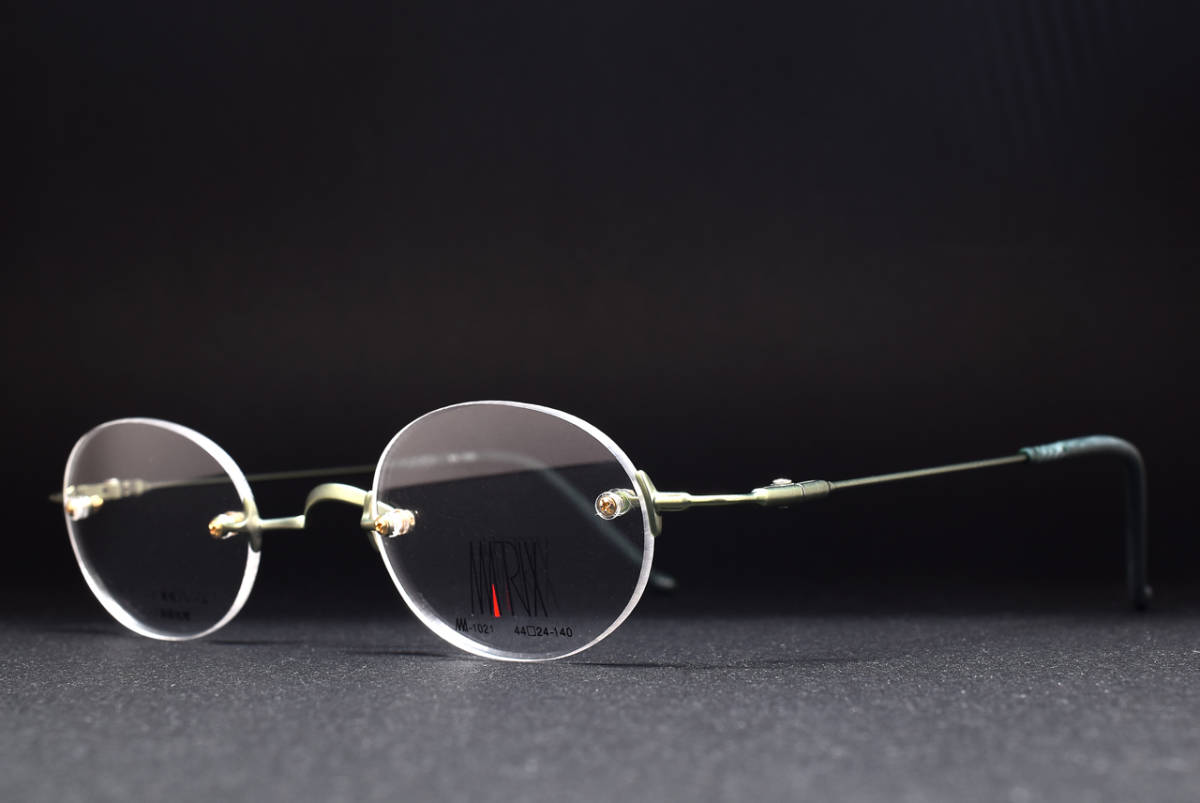  dead stock MATRIX MA-1021 44-24 one mountain two-point oval glasses sunglasses frame made in Japan Vintage green 