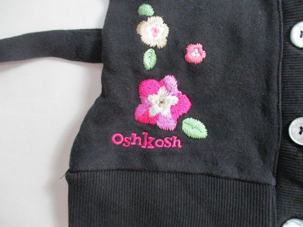 BF163【OSHKOSH・オシュコシュ】花柄刺繍　長袖　カーデガン　ジャケット　女児　黒　110_画像4