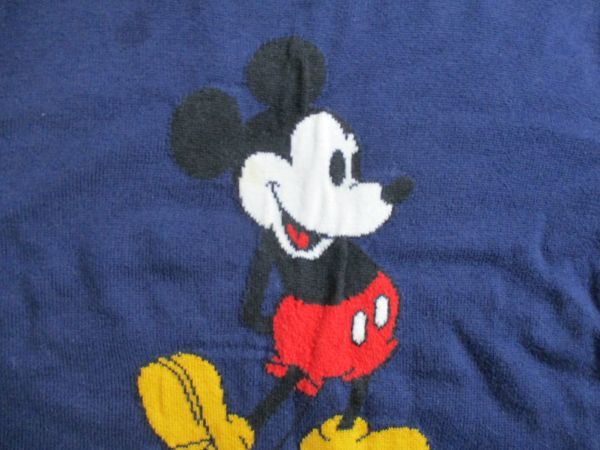 BF227【Disney・ミッキィーマウス】ニット　薄め　セーター　訳有　男女児　濃青　130_画像2