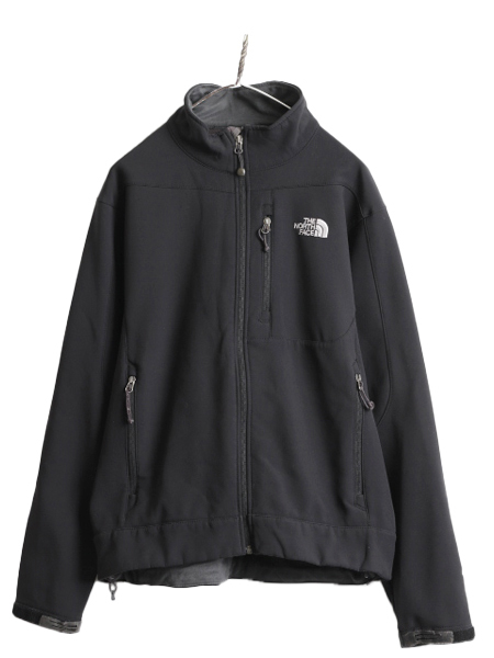 US企画 ノースフェイス APEX ソフトシェル ジャケット メンズ M 古着 The North face 裏 フリース エイペックス ブルゾン アウトドア 濃灰_画像1