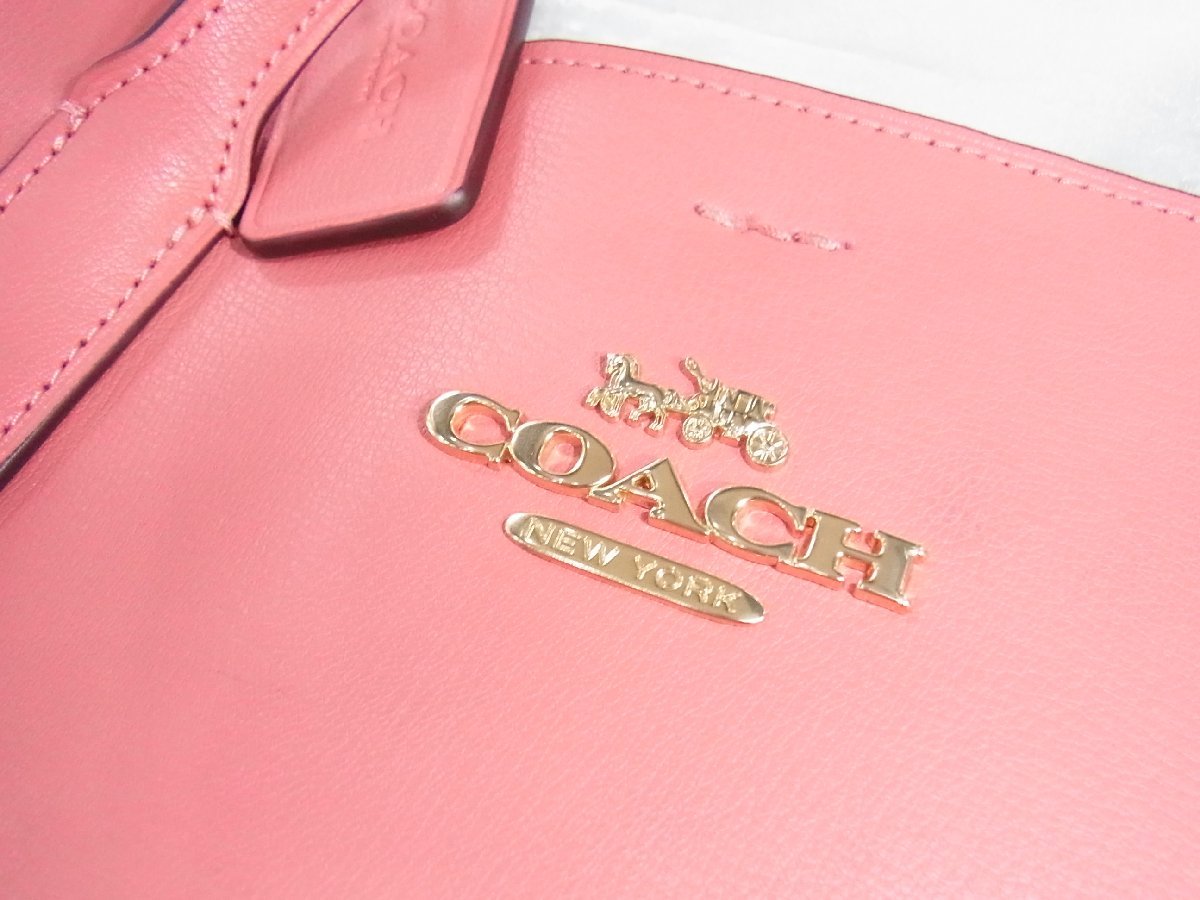 コーチ COACH トートバッグ 2WAY レザー ピンク系 中古美品_画像6