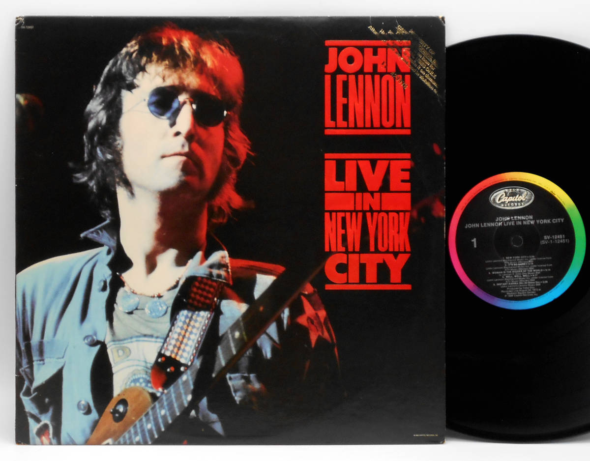 ★良盤 US ORIG PROMO LP★JOHN LENNON/Live In New York City 1986年 初回エンボスジャケ インナー付 1972年「ONE TO ONE CONCERT」ライヴ_画像1