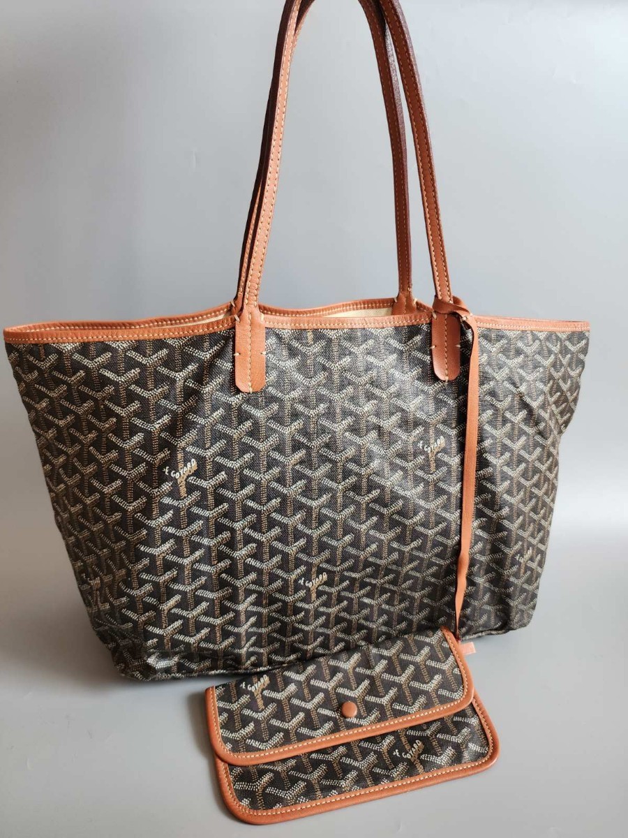 GOYARD ゴヤール サンルイPM トートバッグ ハンドバッグ ショルダーバッグ バッグ PVC×レザー A4収納可 　_画像1