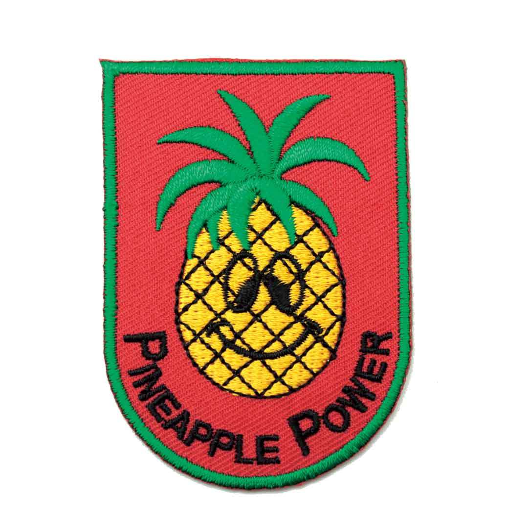 アイロンワッペン パイナップル POWER パイン 果物 キャラクター デザイン 簡単貼り付け アップリケ 刺繍 裁縫_画像1